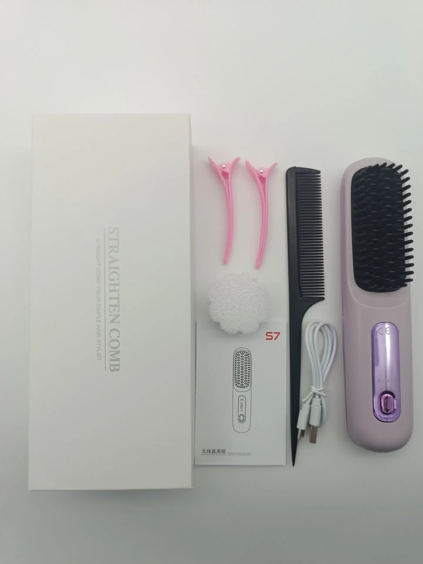 Brosse lissante sans fil nomade – anti‑frisottis, recharge USB‑C, chaleur douce