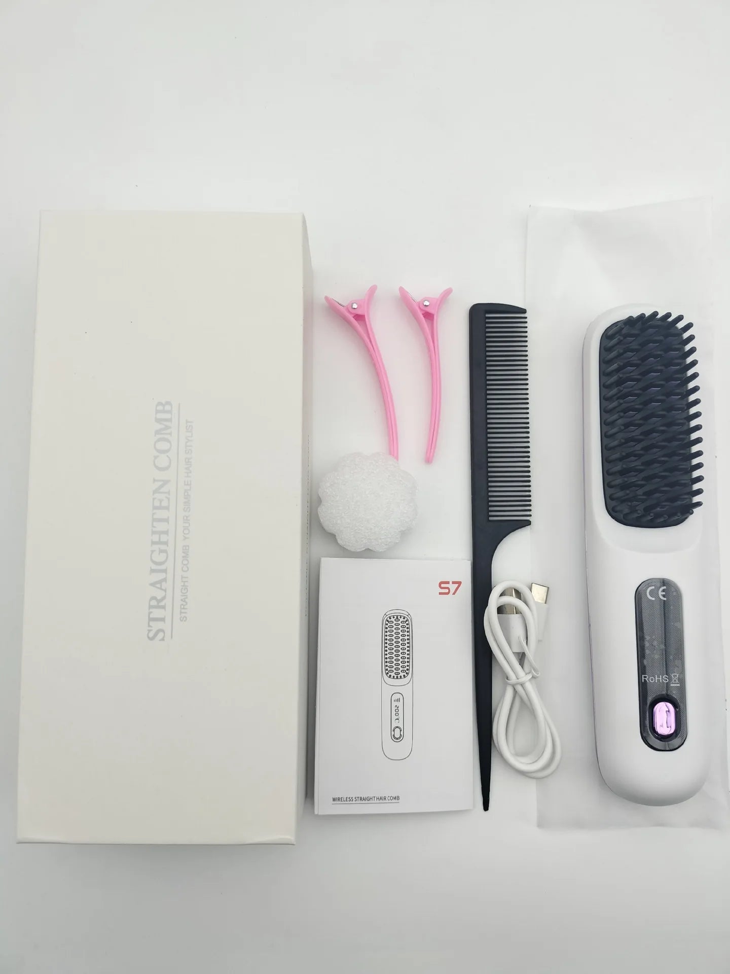 Brosse lissante sans fil nomade – anti‑frisottis, recharge USB‑C, chaleur douce