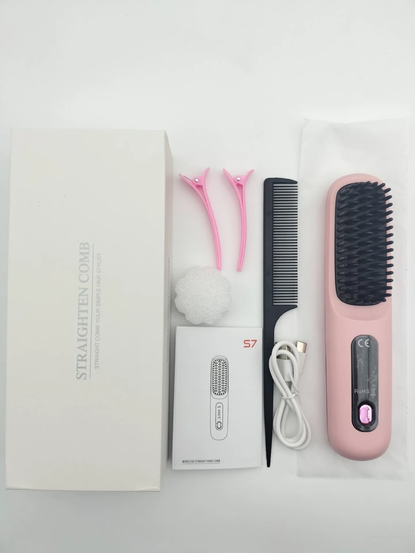 Brosse lissante sans fil nomade – anti‑frisottis, recharge USB‑C, chaleur douce
