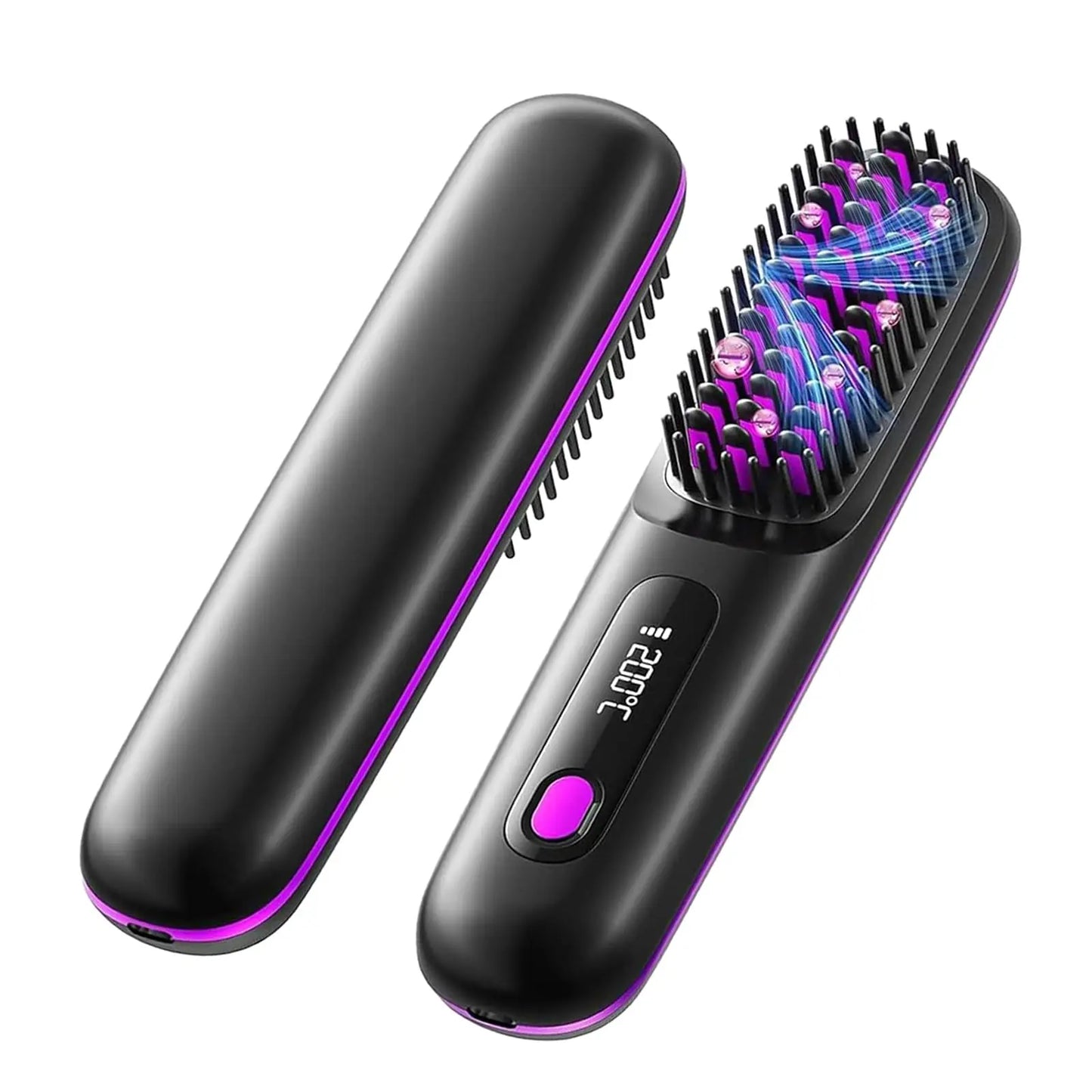 Brosse lissante sans fil nomade – anti‑frisottis, recharge USB‑C, chaleur douce